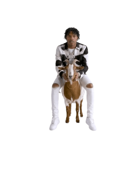 Lil Baby riding a goat